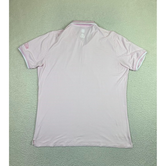 G/Fore Polo Shirt Mens XL Pink White Striped Skull Golf Performance KB Advisors - Picture 2 of 8